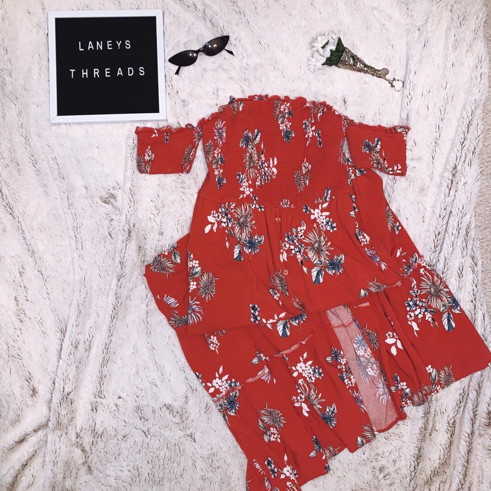 FLORAL OFF THE SHOULDER MAXI DRESS
